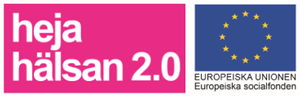 Logotyper för Heja Hälsan 2.0 och Europeiska socialfonden